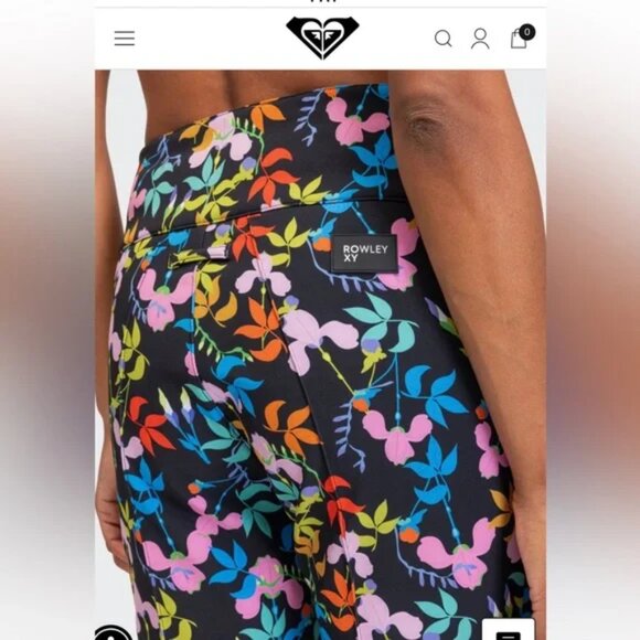 NWT XL ROWLEY X ROXY Fuseau Technical Snow Ski Pants Black MultiFloral - Picture 10 of 16